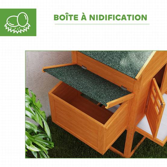 Poulailler avec pondoir bois orange 179 x 67 x 115 cm - PANGIVO - Image 8