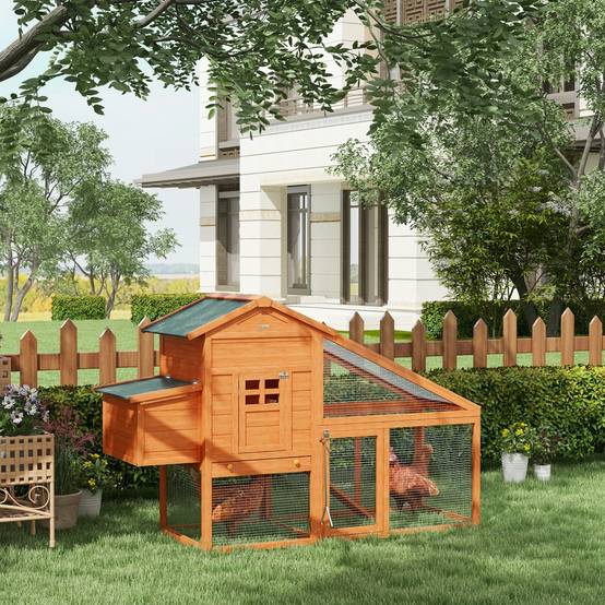 Poulailler avec pondoir bois orange 179 x 67 x 115 cm - PANGIVO - Image 4