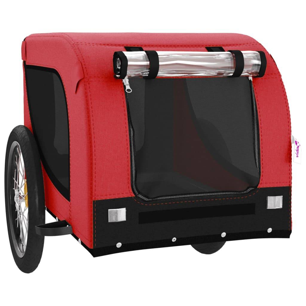 Remorque de vélo pour animaux tissu Oxford et fer rouge et noir 133 x 69 x 73.5 cm - PANGIVO - Image 4