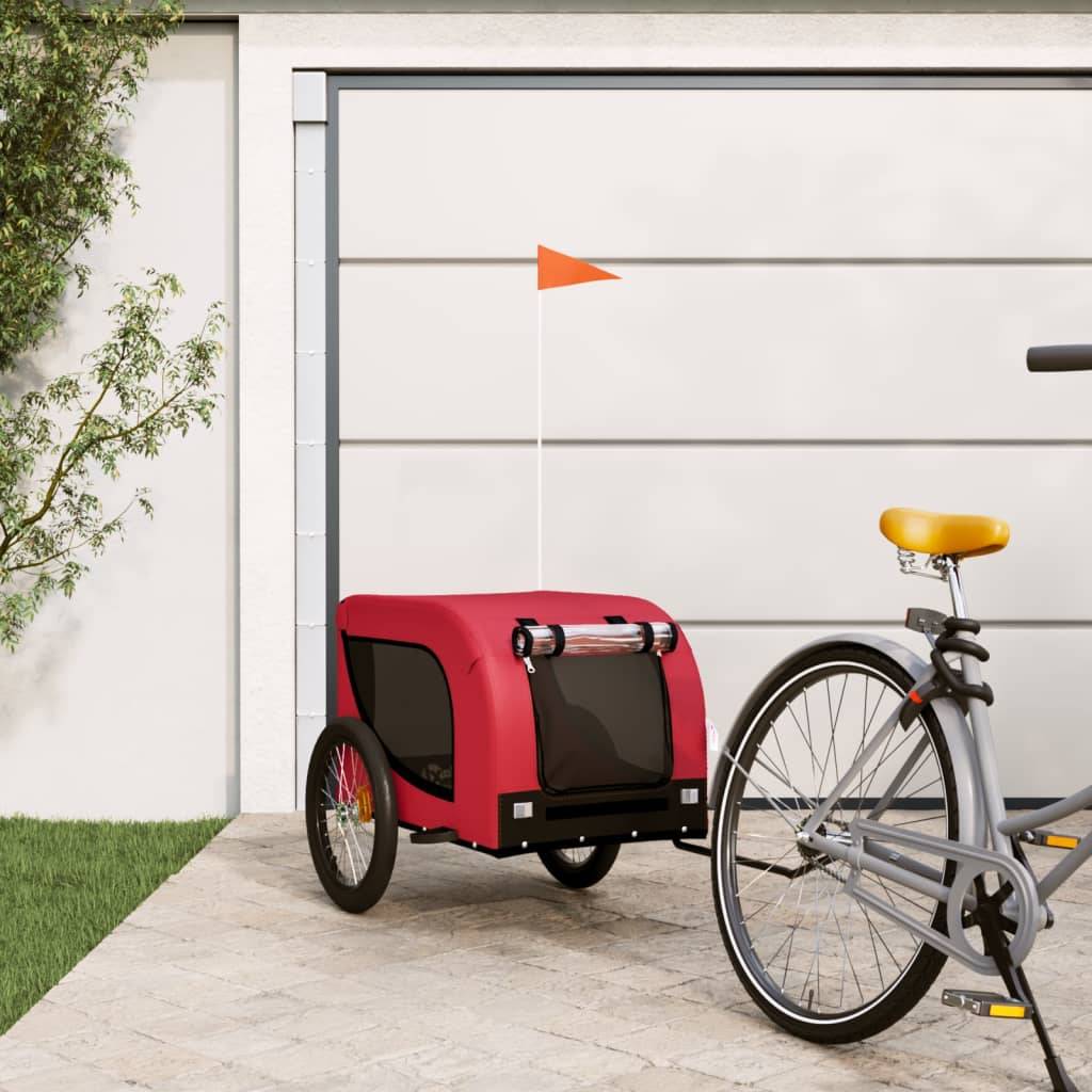 Remorque de vélo pour animaux tissu Oxford et fer rouge et noir 133 x 69 x 73.5 cm - PANGIVO - Image 1