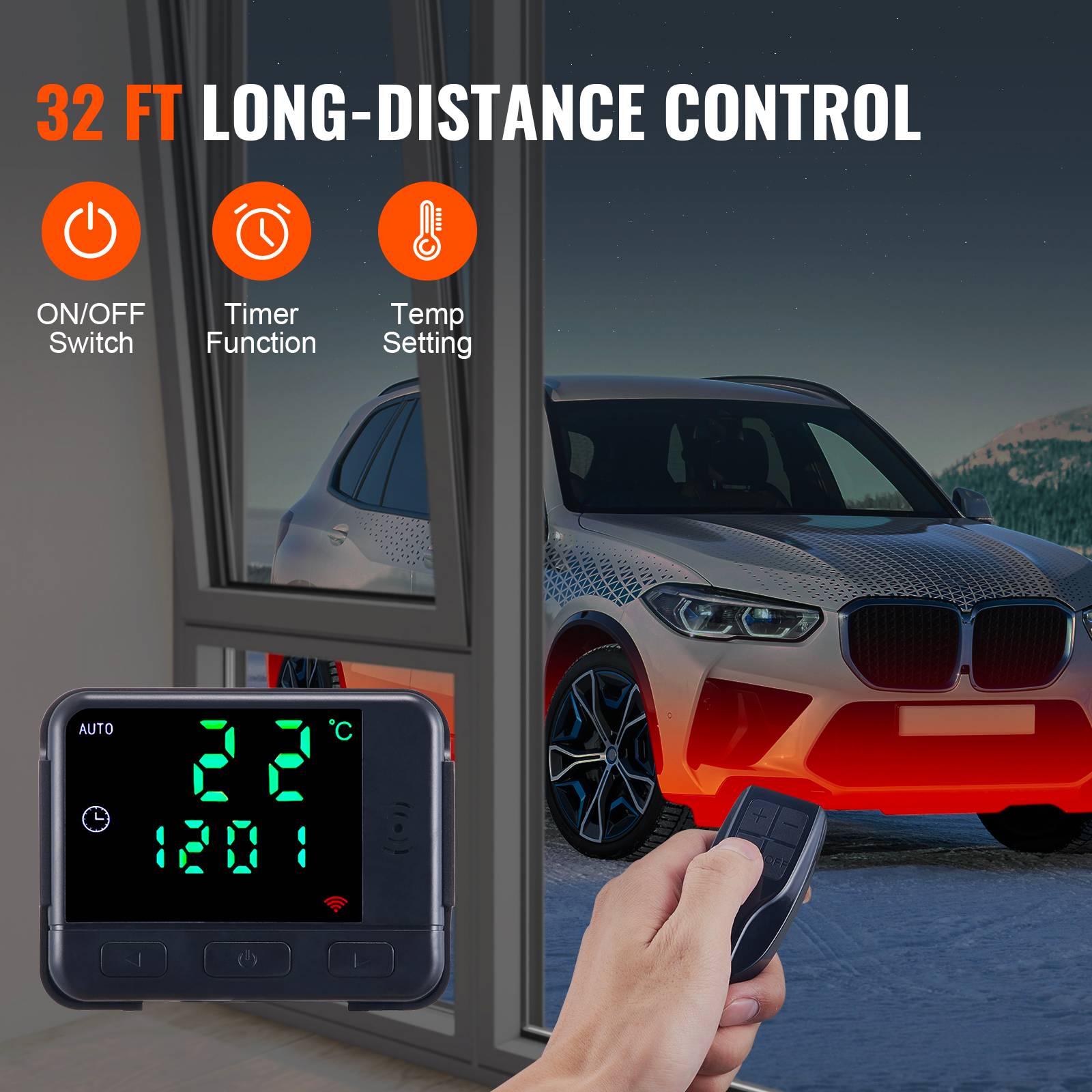 VEVOR Chauffage diesel 2kW 12/24V, 0.12-0.26 L/h, réglable 8-36°C, contrôle intelligent LCD, réservoir 10L. - Image 3