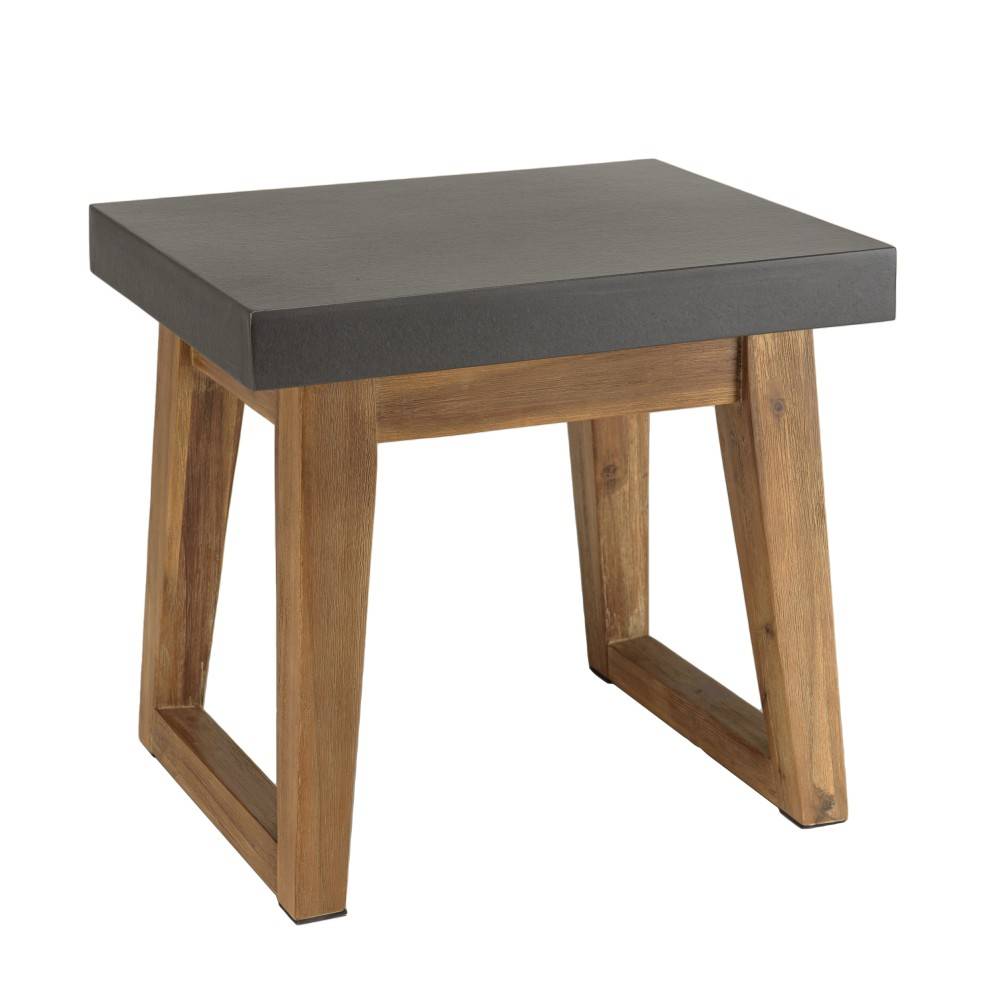 Macabane - HECTOR - Table d'appoint rect. 50x40cm effet béton foncé pieds trapèze - Imagen 1
