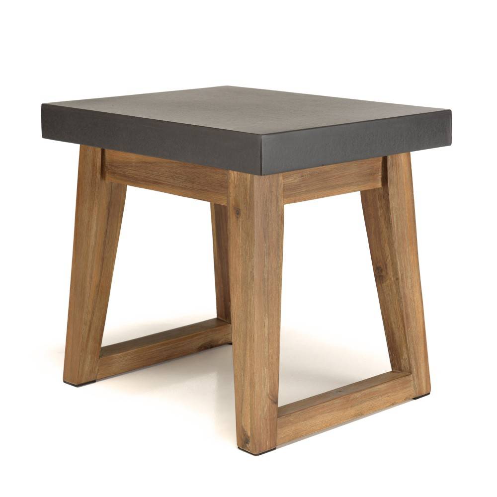 Macabane - HECTOR - Table d'appoint rect. 50x40cm effet béton foncé pieds trapèze - Imagen 6