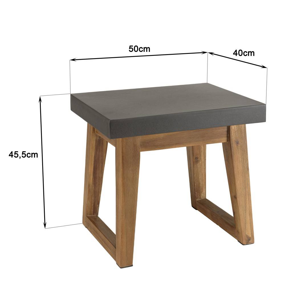 Macabane - HECTOR - Table d'appoint rect. 50x40cm effet béton foncé pieds trapèze - Imagen 7