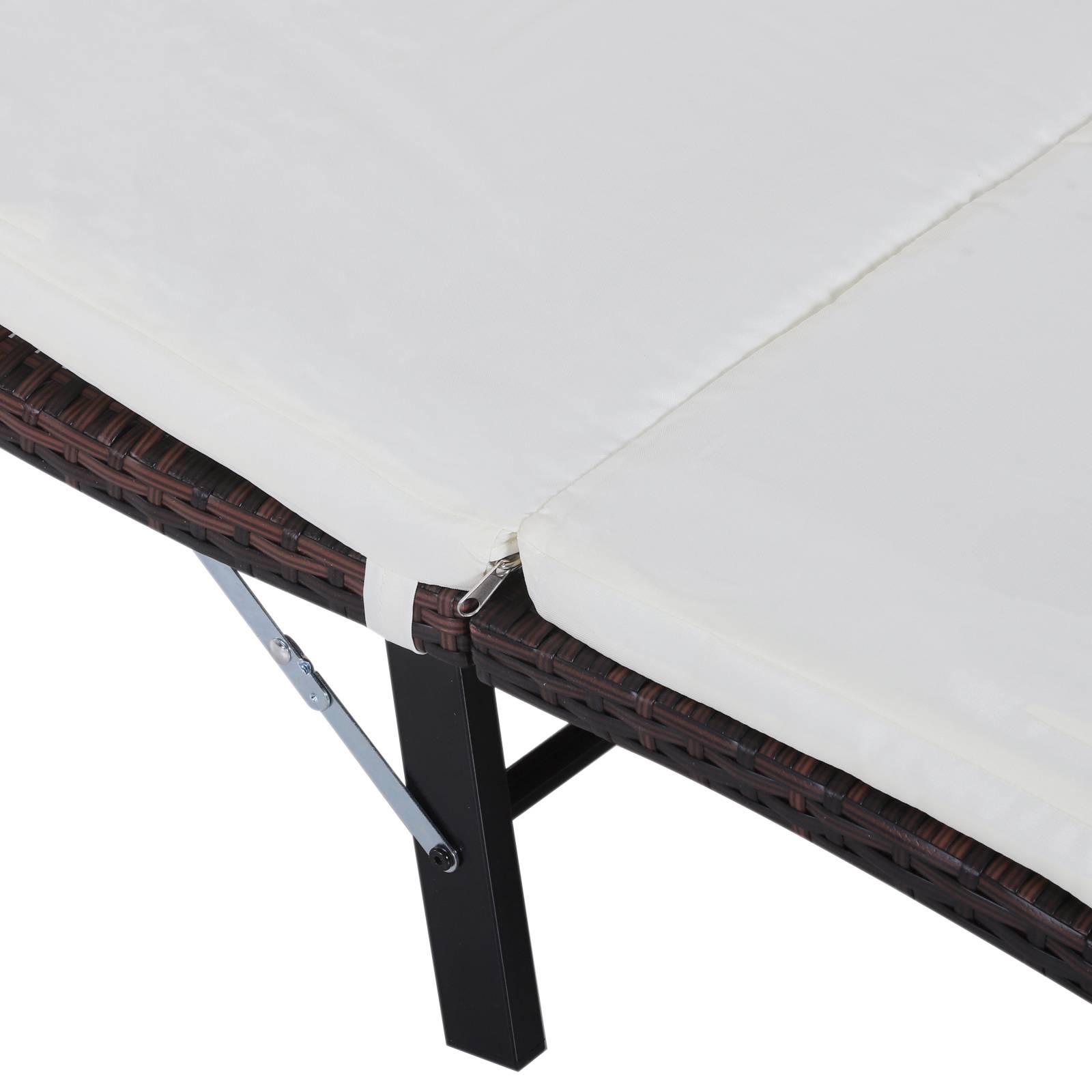 Outsunny - Lot de 2 transats bains de soleil pliables grand confort : matelas, têtière + table basse résine tressée chocolat - Outsunny - Imagen 5