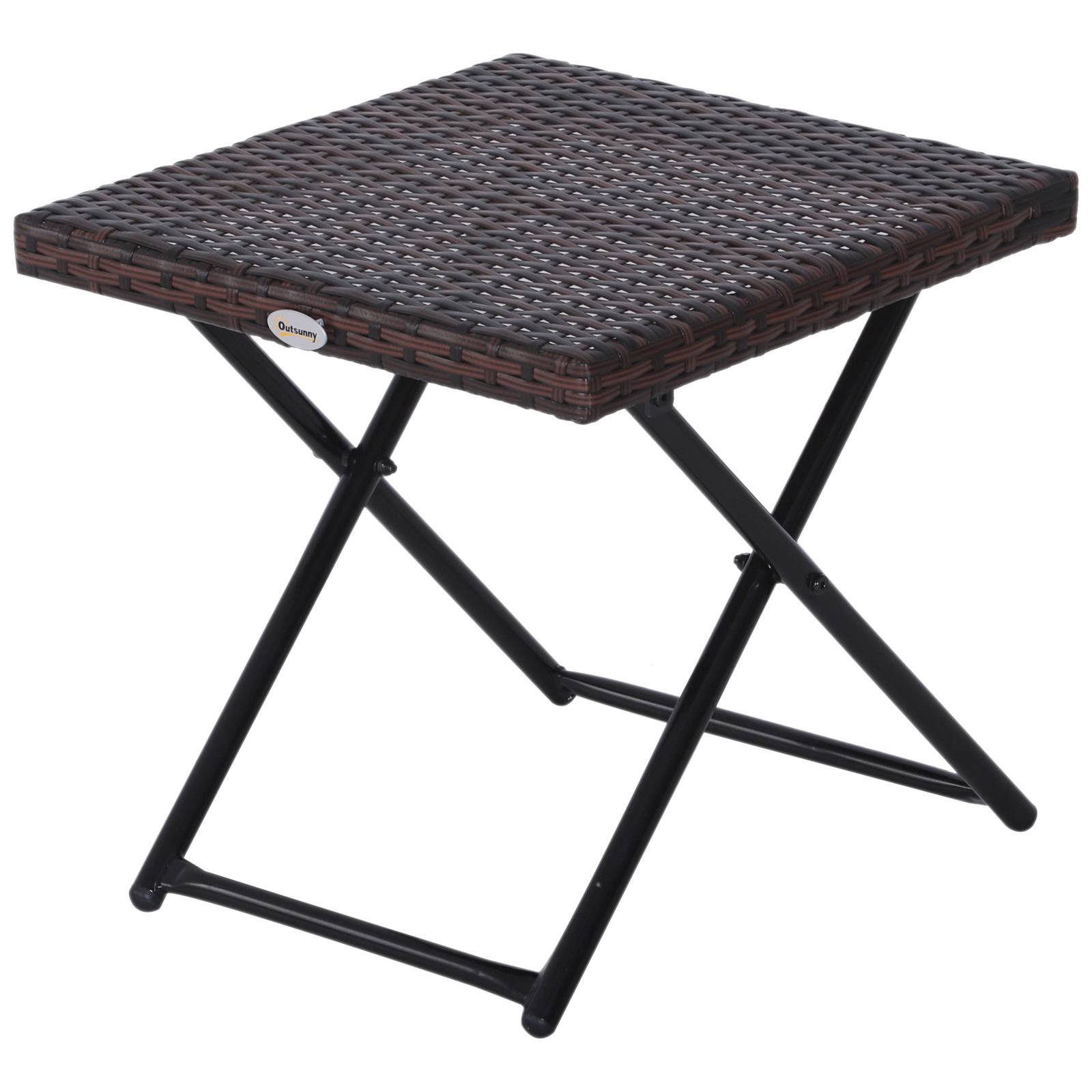 Outsunny - Lot de 2 transats bains de soleil pliables grand confort : matelas, têtière + table basse résine tressée chocolat - Outsunny - Imagen 8