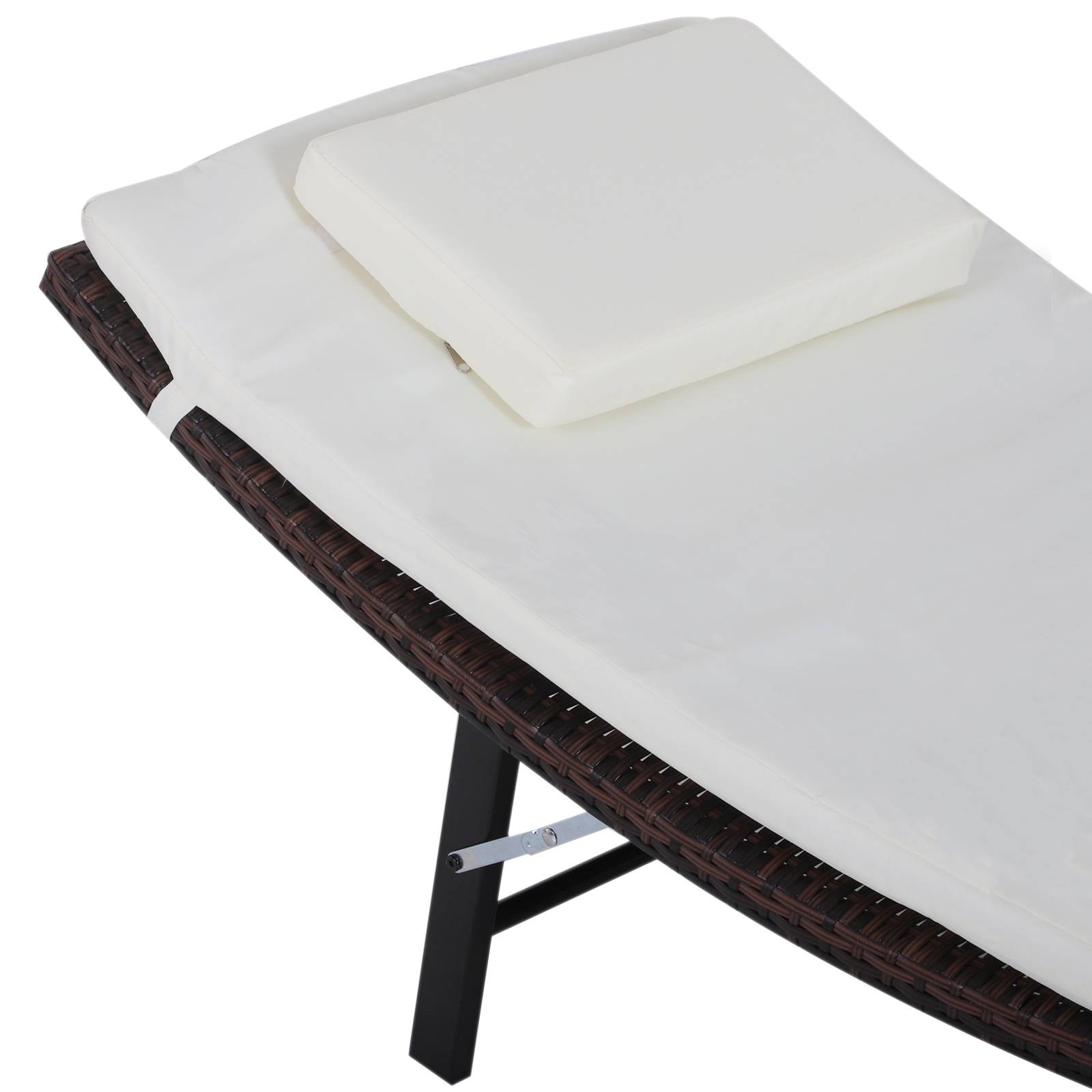 Outsunny - Lot de 2 transats bains de soleil pliables grand confort : matelas, têtière + table basse résine tressée chocolat - Outsunny - Imagen 4