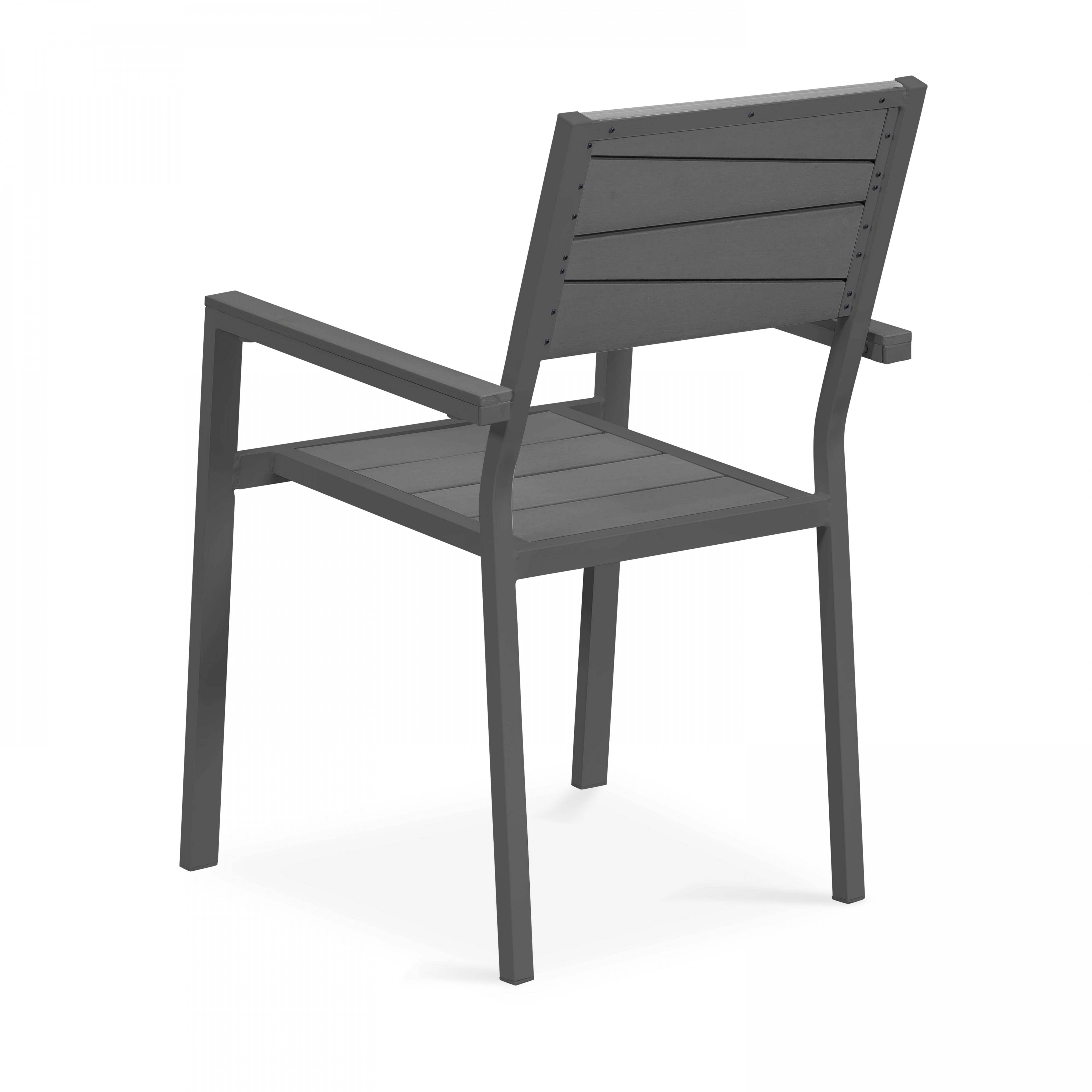Oviala - Fauteuil de jardin aluminium et bois synthétique gris foncé Saint Raphael - Oviala - Imagen 3