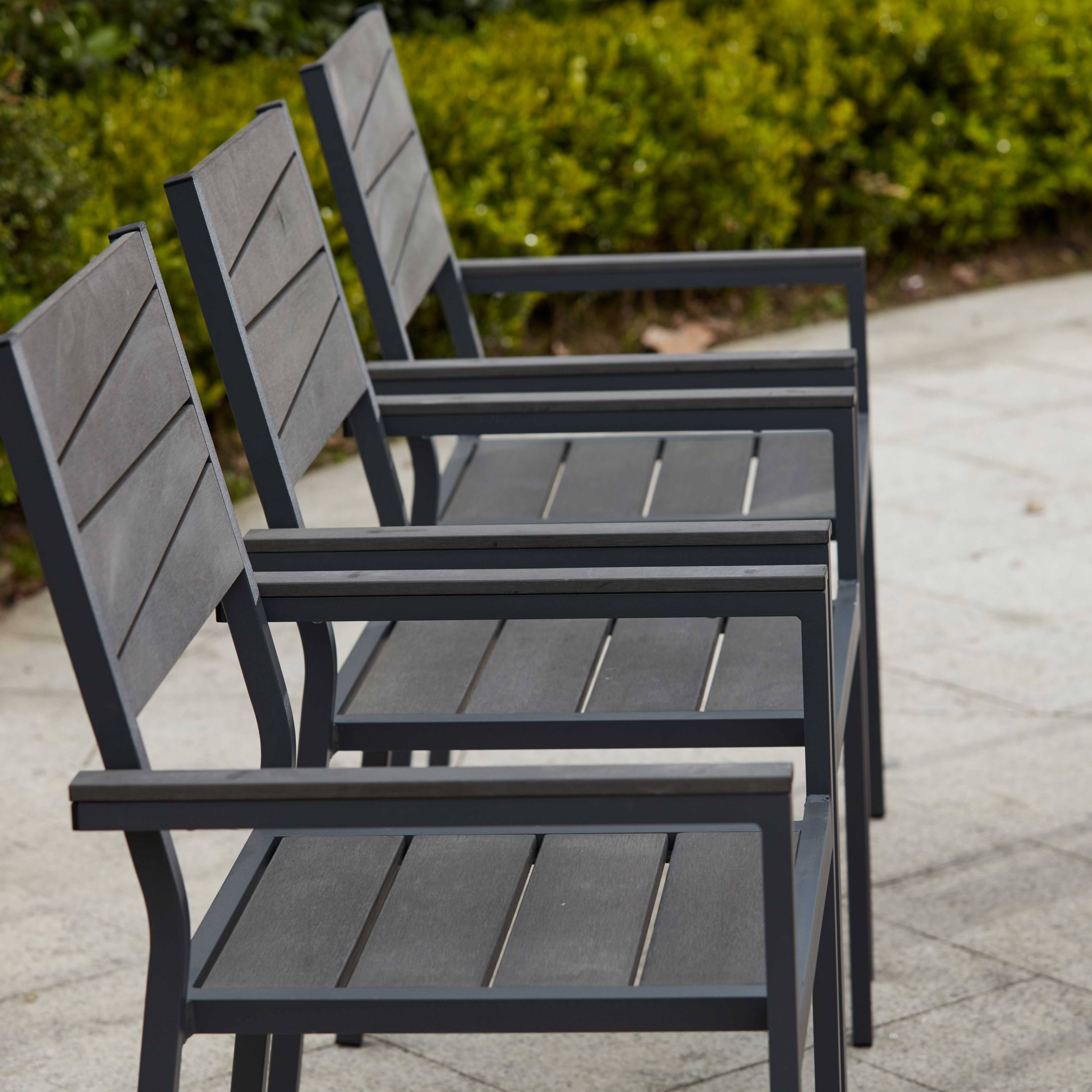 Oviala - Fauteuil de jardin aluminium et bois synthétique gris foncé Saint Raphael - Oviala - Imagen 5