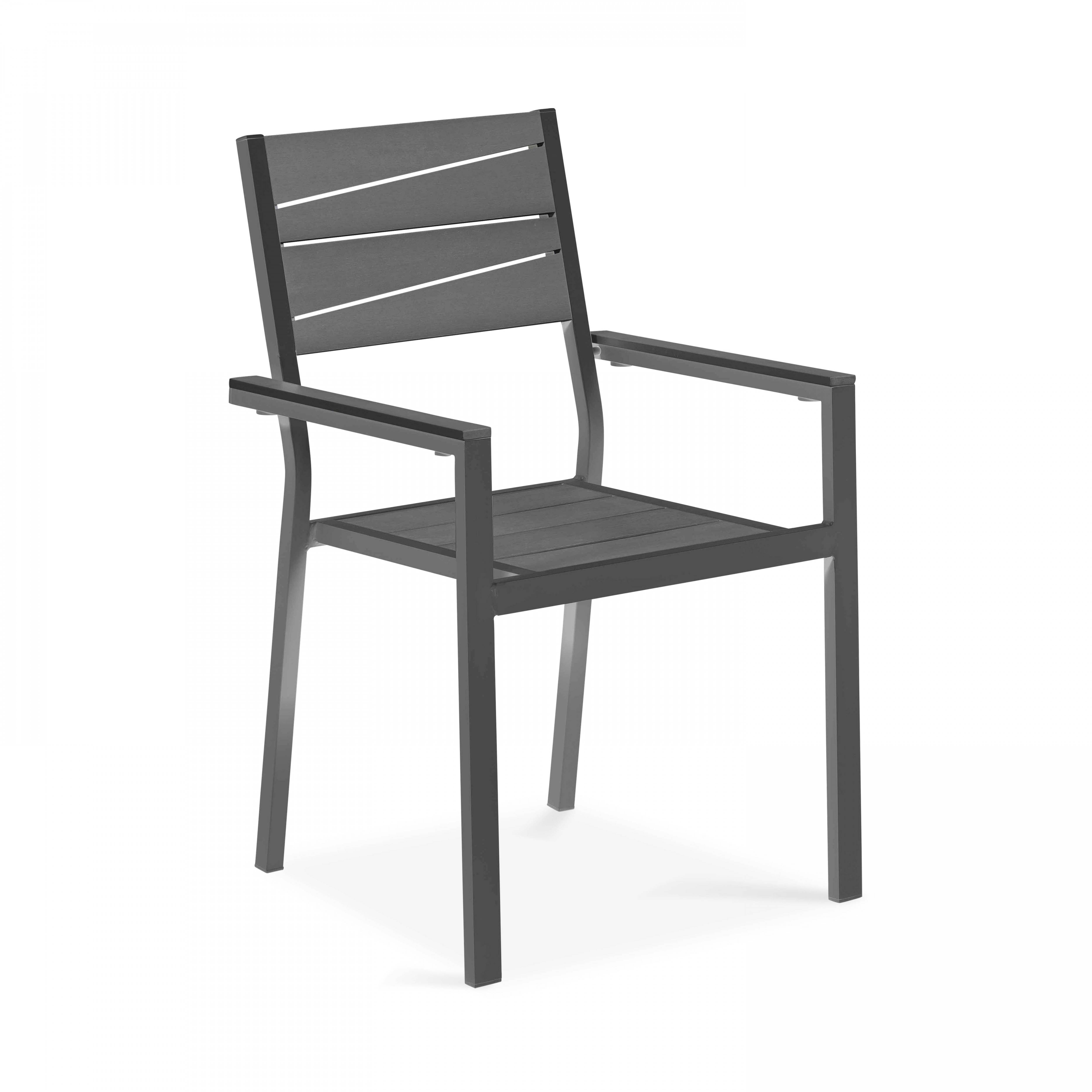Oviala - Fauteuil de jardin aluminium et bois synthétique gris foncé Saint Raphael - Oviala - Imagen 1