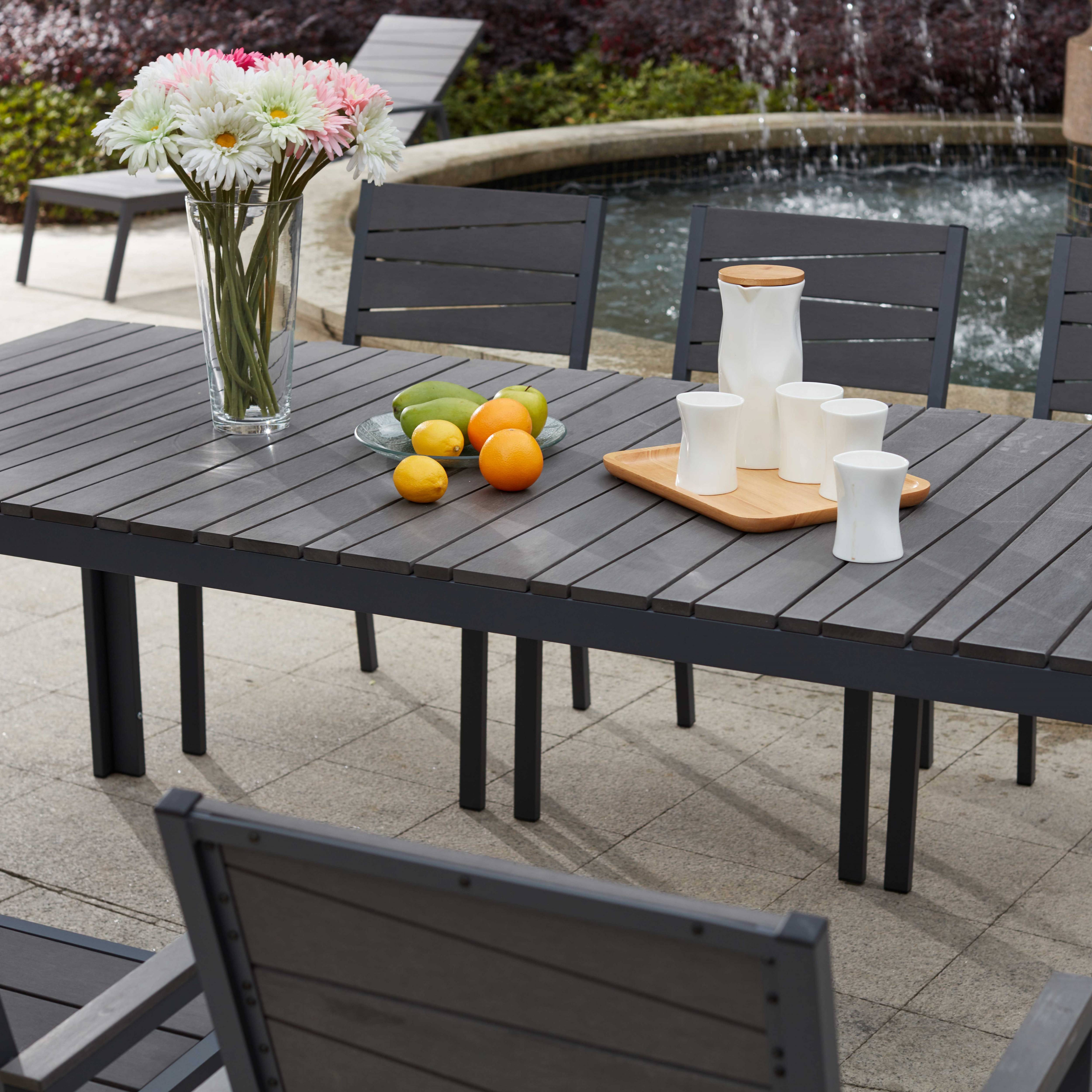 Oviala - Fauteuil de jardin aluminium et bois synthétique gris foncé Saint Raphael - Oviala - Imagen 4