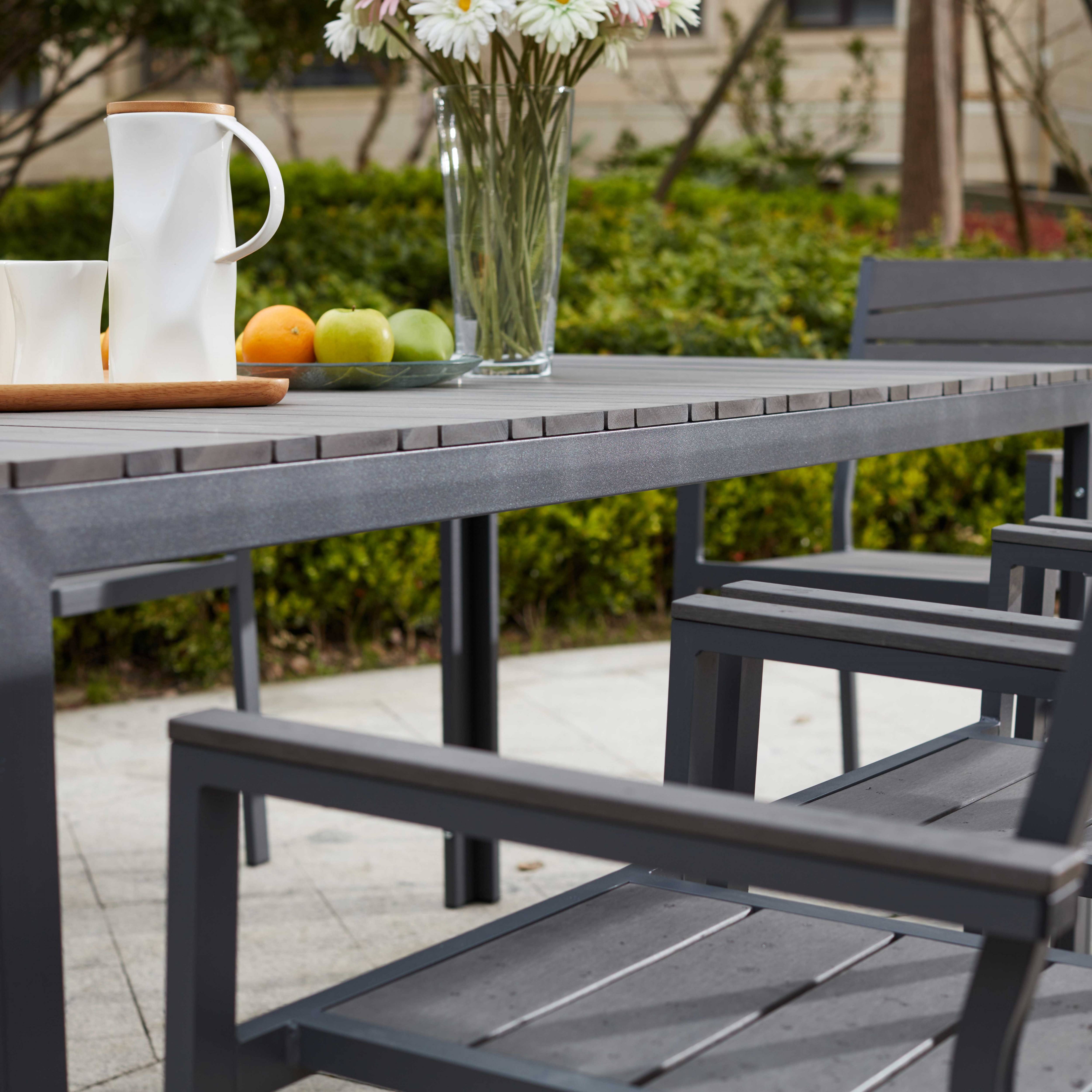 Oviala - Fauteuil de jardin aluminium et bois synthétique gris foncé Saint Raphael - Oviala - Imagen 6