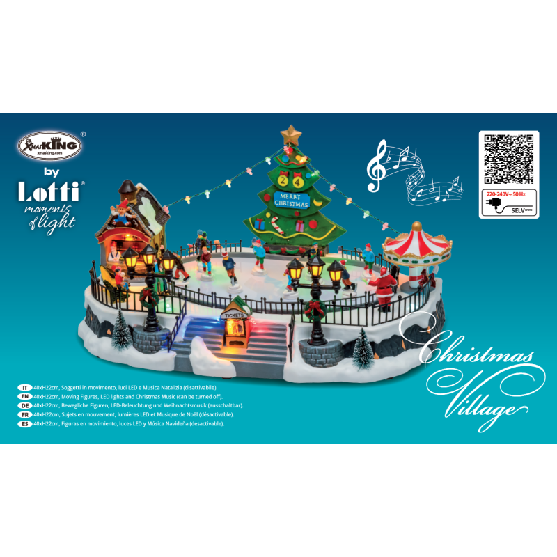Lotti - Village de noël lumineux Lac Gelé avec Patineurs en Mouvement Jeux de Lumière H22cm Musique Lotti - Imagen 7