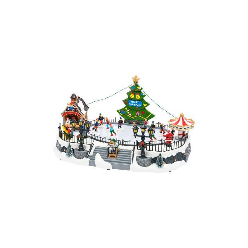 Lotti - Village de noël lumineux Lac Gelé avec Patineurs en Mouvement Jeux de Lumière H22cm Musique Lotti - Imagen 2