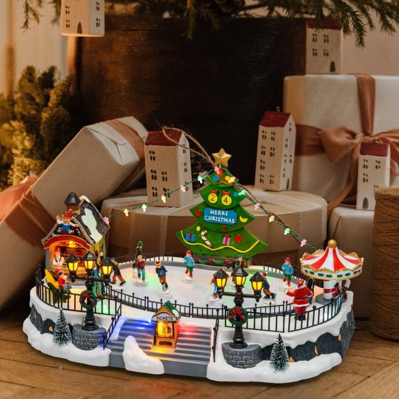 Lotti - Village de noël lumineux Lac Gelé avec Patineurs en Mouvement Jeux de Lumière H22cm Musique Lotti - Imagen 1