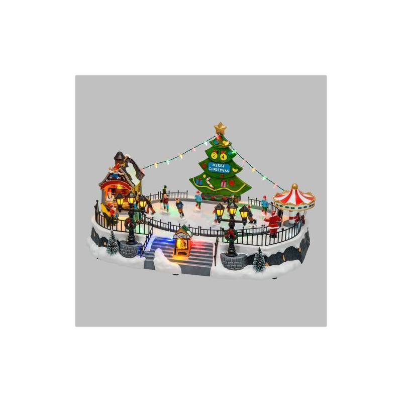 Lotti - Village de noël lumineux Lac Gelé avec Patineurs en Mouvement Jeux de Lumière H22cm Musique Lotti - Imagen 3