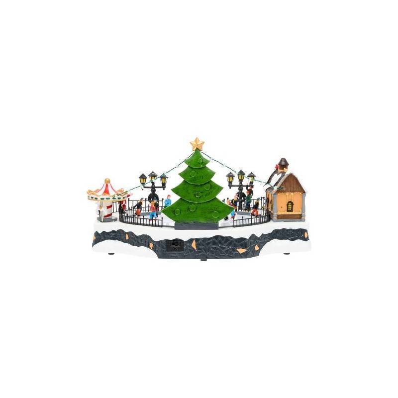 Lotti - Village de noël lumineux Lac Gelé avec Patineurs en Mouvement Jeux de Lumière H22cm Musique Lotti - Imagen 5