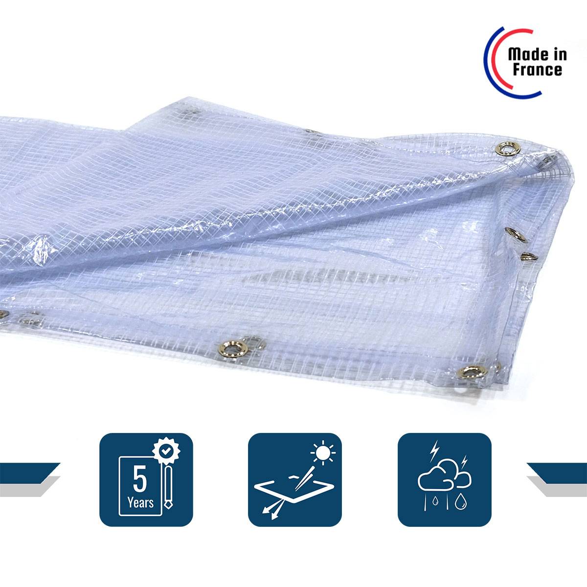 Bâche Serre 3,8x9 m SP400SE - Garantie 5 ans - Bâche Armée Transparente étanche pour Serre - Made in France TECPLAST - Imagen 3