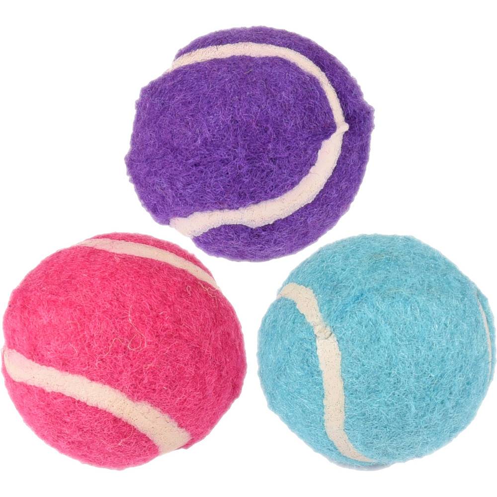 Jouet pour chat, 3 balles (forme de tennis) multicolore ø 4 cm + clochette - Imagen 2