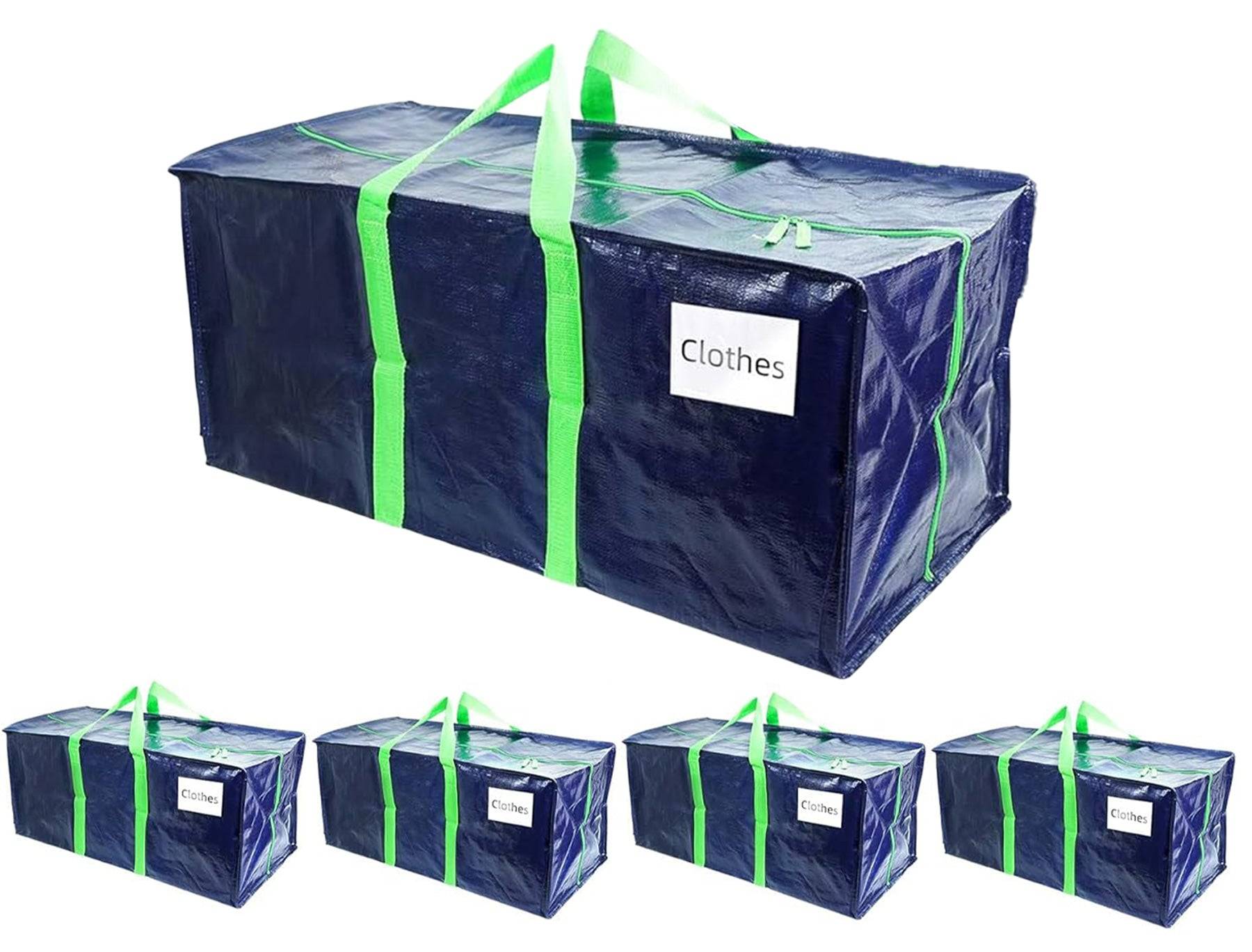 Lot de 5 sacs de demenagement grand format avec sangles et poignee bleu - Image 1