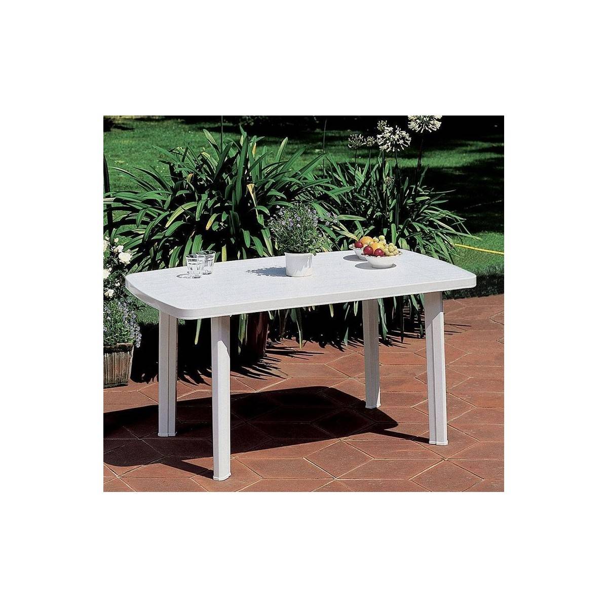 Table de jardin 137 x 85 x H72 cm Résine blanc Progarden Balcon Terrasse - Image 2