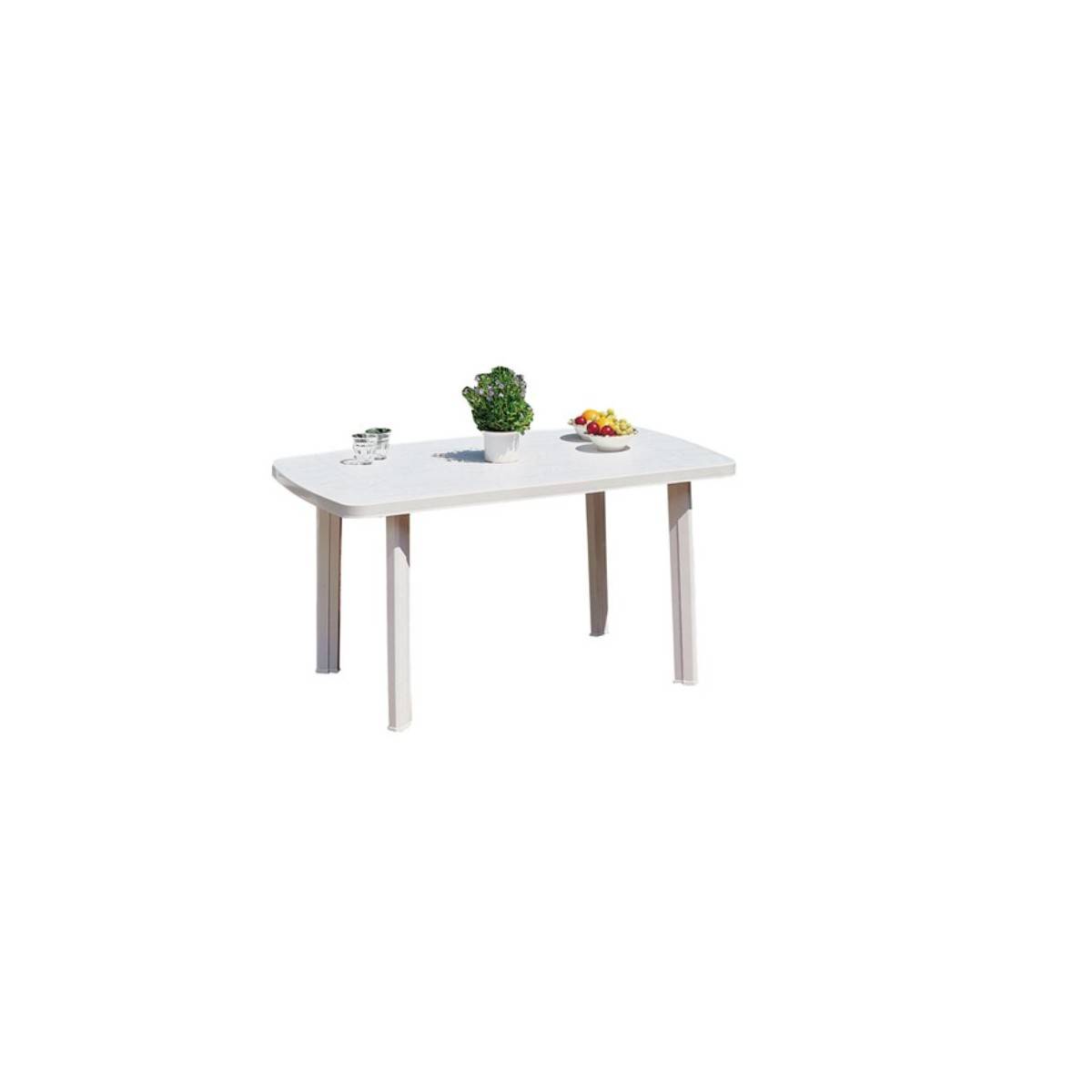 Table de jardin 137 x 85 x H72 cm Résine blanc Progarden Balcon Terrasse - Image 3