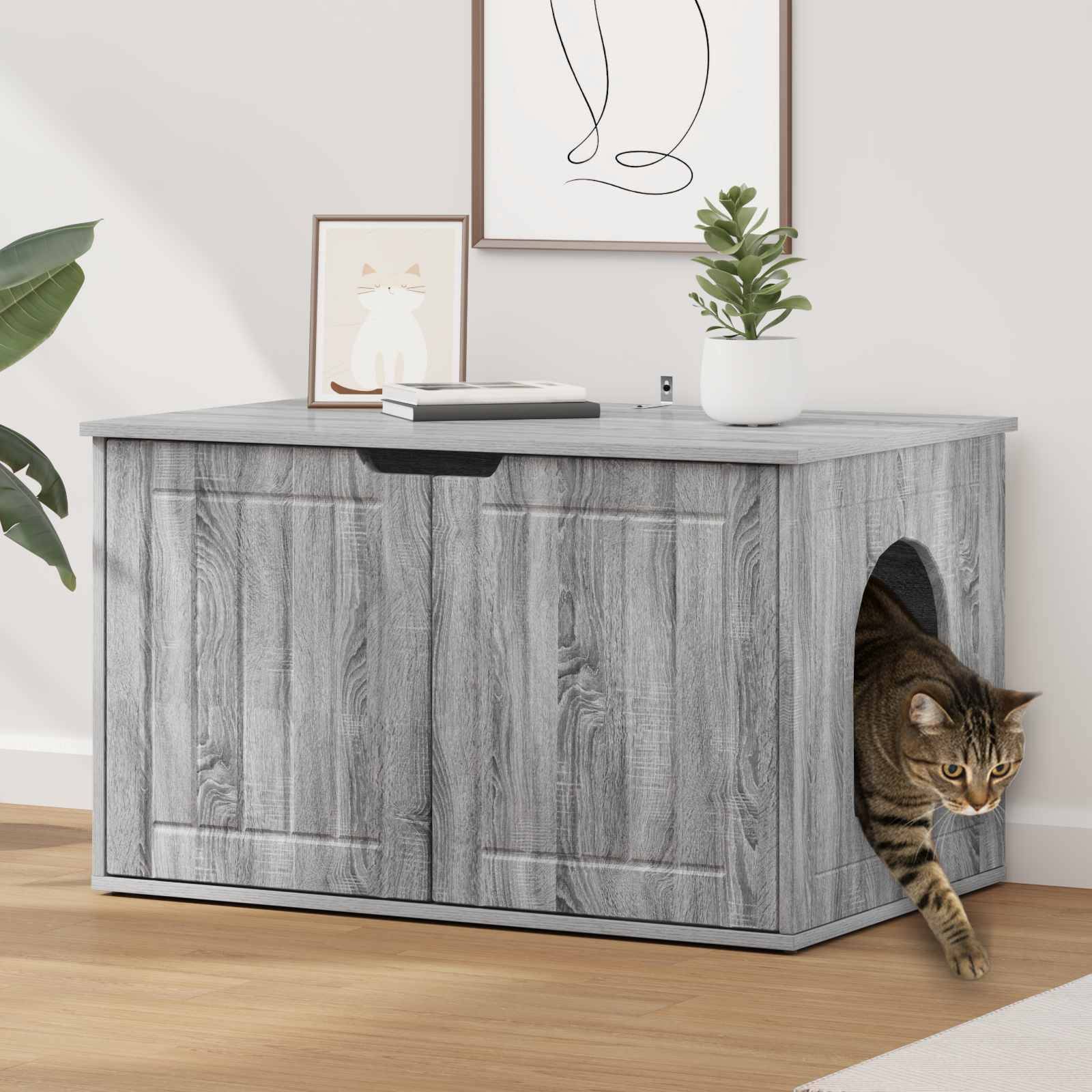 Chatiere bois gris  85 x 55 x 50,5 cm  - Prolenta premium p370.2 - Image 2