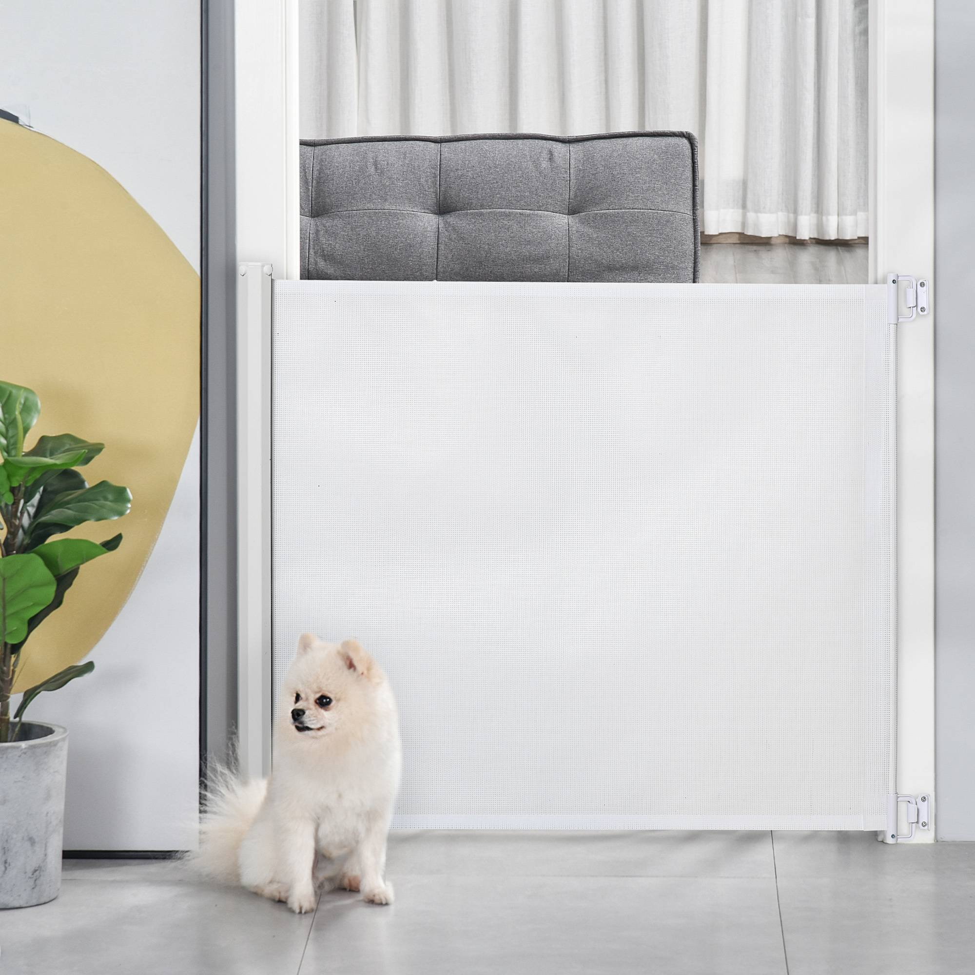 Sans Marque - Barrière pour escaliers 115 cm, séparation de sécurité, blanc - Image 3