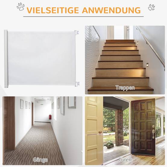 Sans Marque - Barrière pour escaliers 115 cm, séparation de sécurité, blanc - Image 6