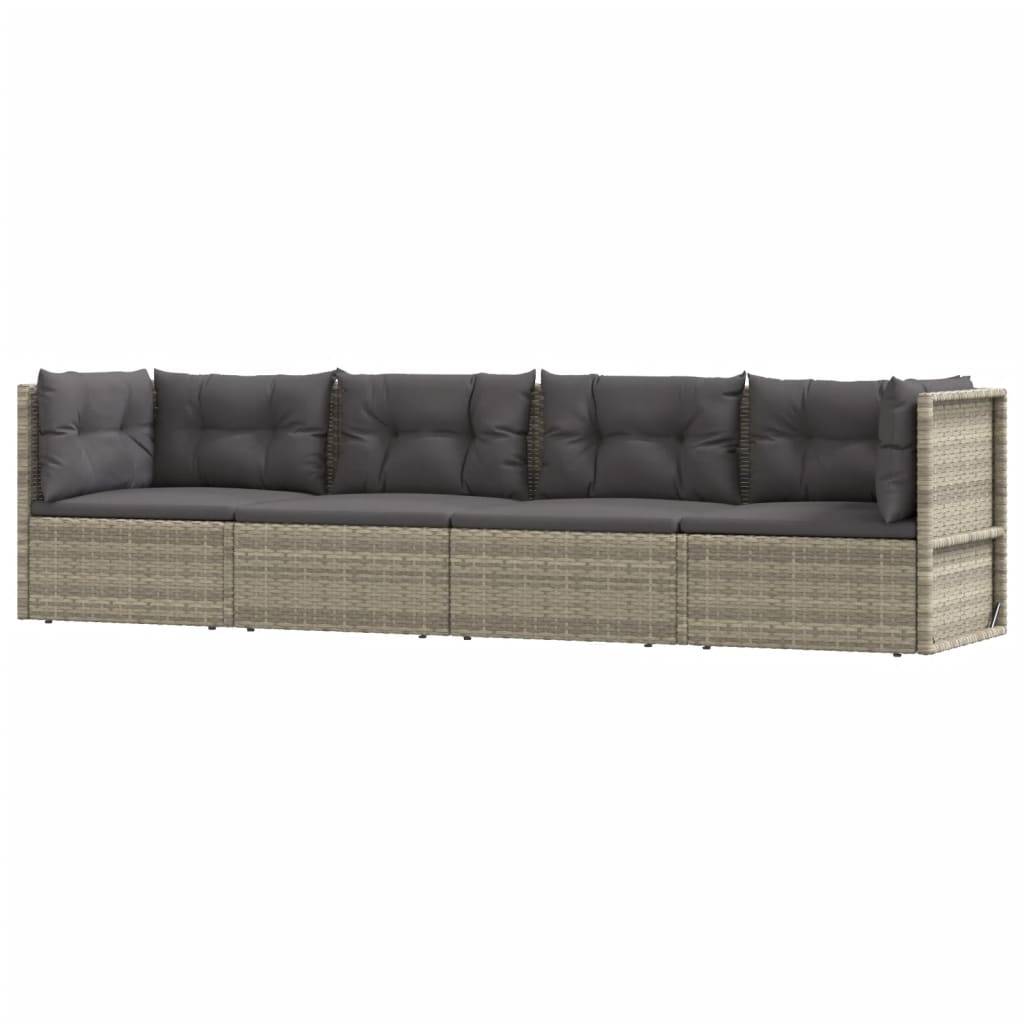 Helloshop26 - Salon de jardin meuble d'extérieur ensemble de mobilier 4 pièces avec coussins gris résine tressée - Imagen 1