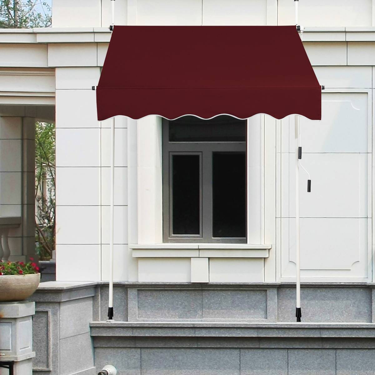 Maison Chic - Auvent Rétractable Manuel 150x125CM Hauteur Réglable 2-3M sans Perçage en Métal et Tissu pour Fenêtre Balcon ou Jardin Rouge F51R - Image 2