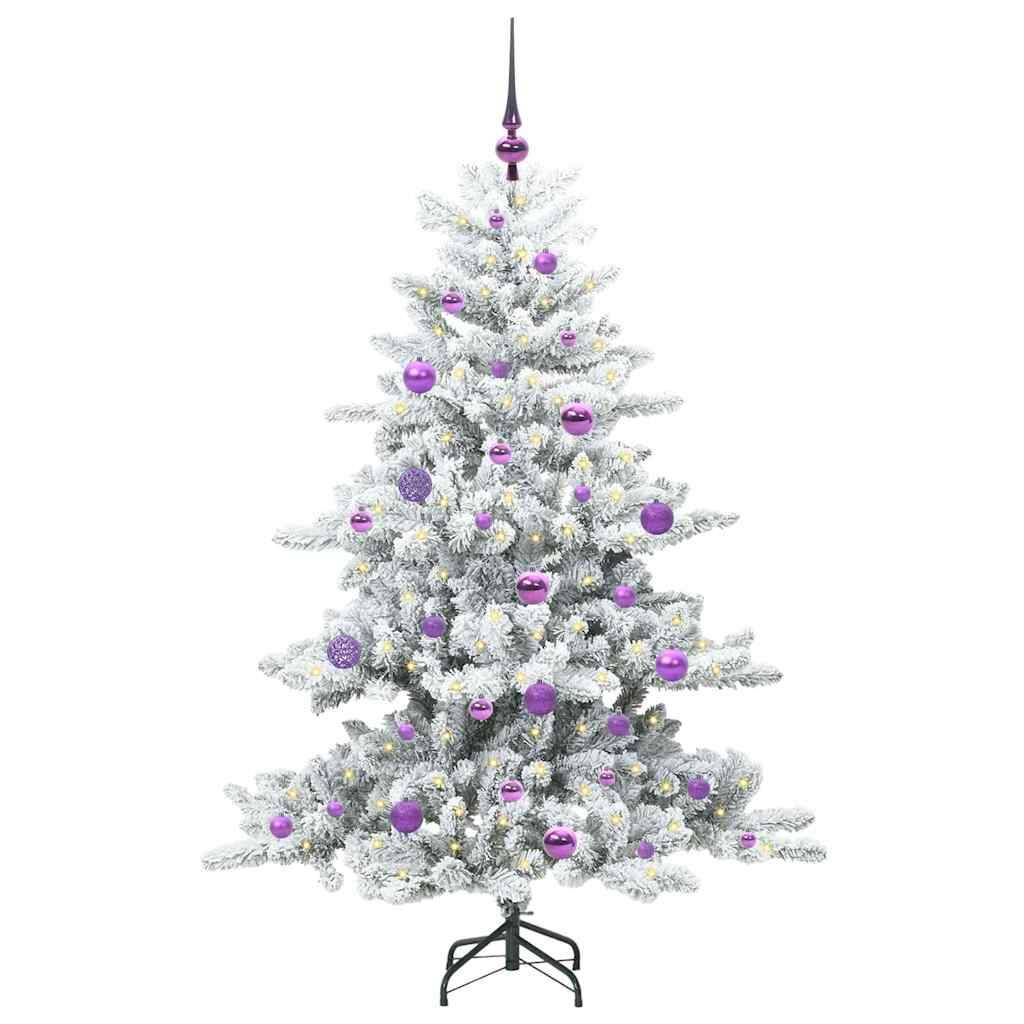 ComfortXL - Sapin Artificiel 150 cm Blanc 519 Branches, Pack Déco Complet avec Lumières LED et Boules – ComfortXL Outdoor Living - Image 3