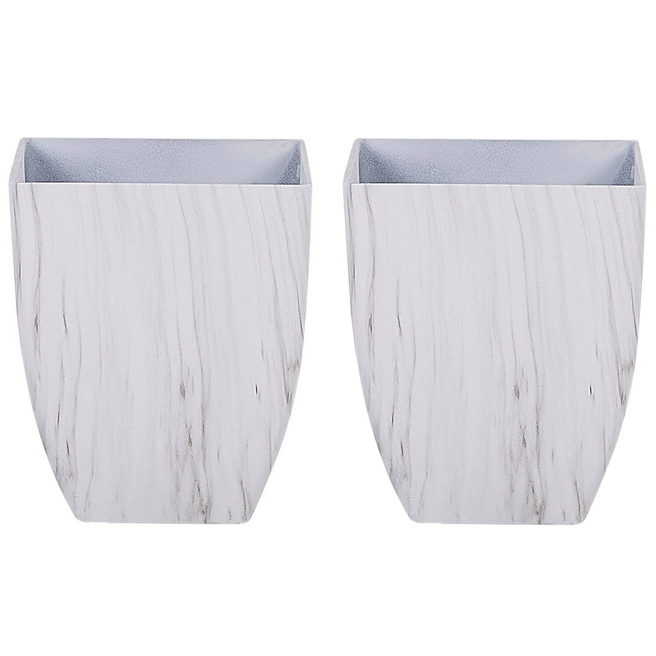 Beliani - Pot de Fleurs Cache-pot Carré 28 x 28 x 34 cm en Mélange de Pierre Effet Marbre Blanc Idéal pour Extérieur et Intérieur Glamour et Moderne Beliani - Imagen 1