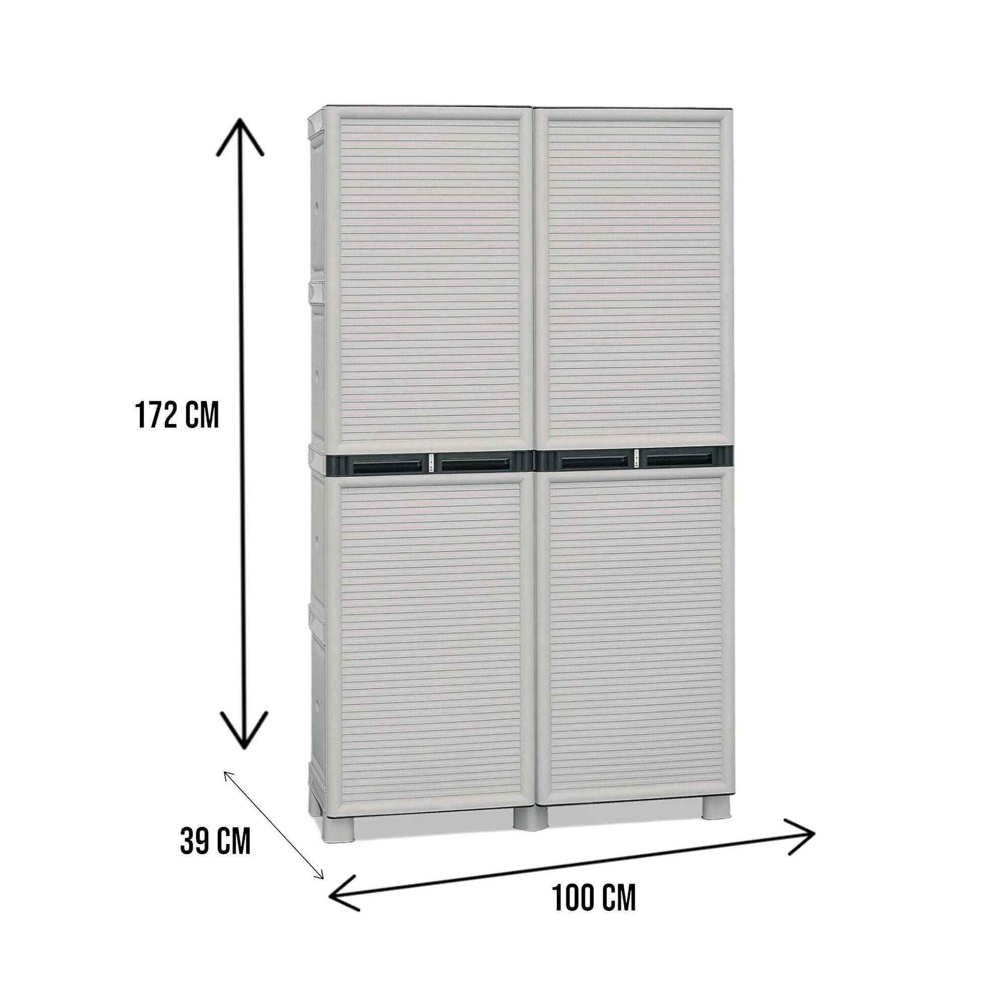 Dmora - Armoire d'extérieur Dbaldanz, Mobilier d'extérieur, Armoire de buanderie polyvalente, 100% Made in Italy, Gris clair, 100x39h172 cm - Dmora - Imagen 3