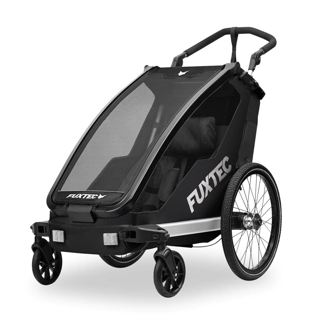 FUXTEC - Remorque vélo enfant FUXTEC FX-FA1S Sport Cruiser Mini - poussette 2-en-1 pliable - roues gonflables - noir - Image 1