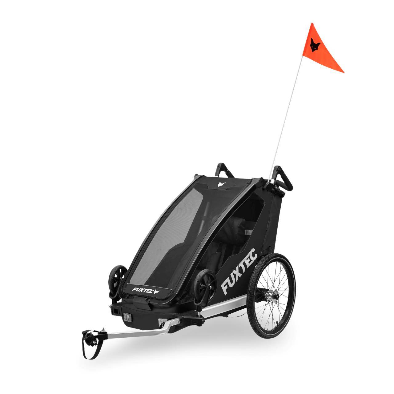 FUXTEC - Remorque vélo enfant FUXTEC FX-FA1S Sport Cruiser Mini - poussette 2-en-1 pliable - roues gonflables - noir - Image 2