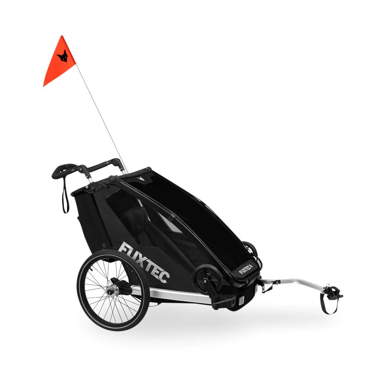 FUXTEC - Remorque vélo enfant FUXTEC FX-FA1S Sport Cruiser Mini - poussette 2-en-1 pliable - roues gonflables - noir - Image 4