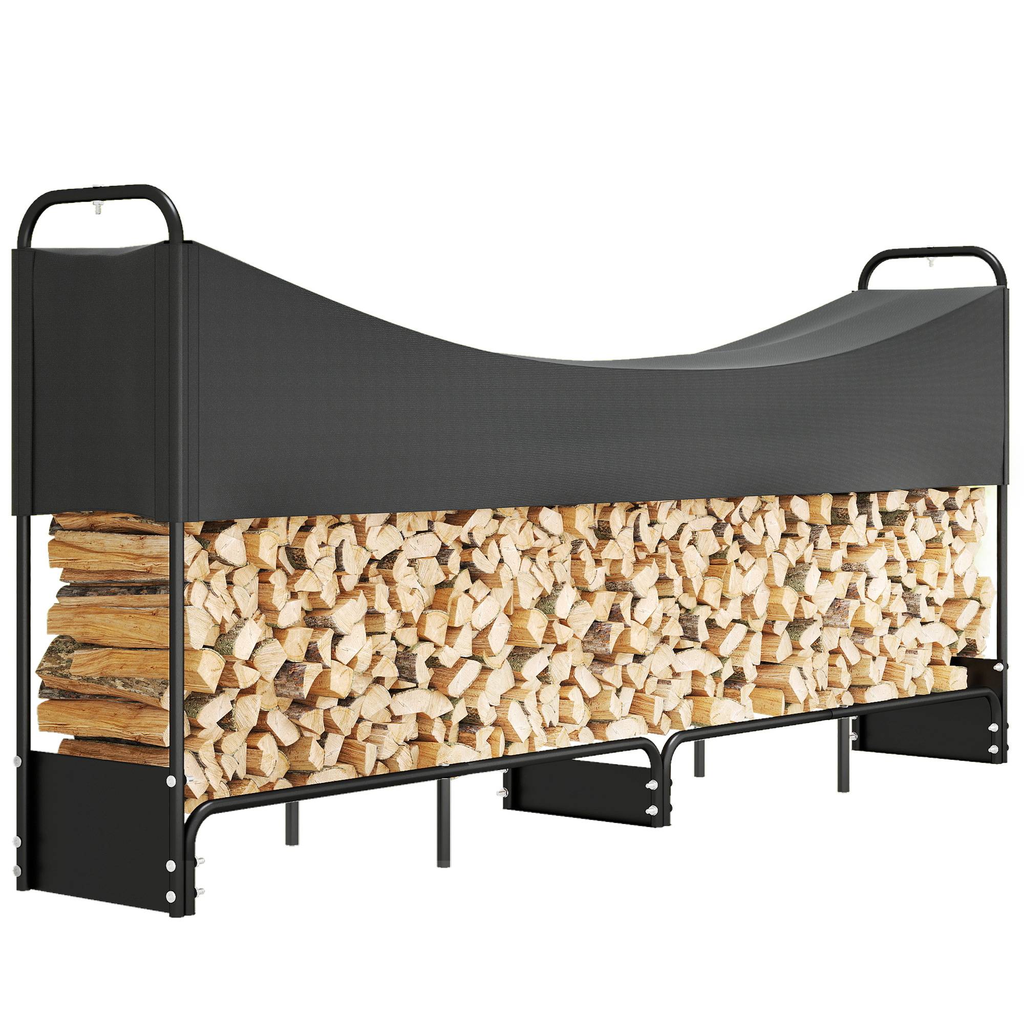 ComfortXL - Abri bois de chauffage acier robuste pour terrasse protection imperméable 260cm noir - ComfortXL Outdoor Living
