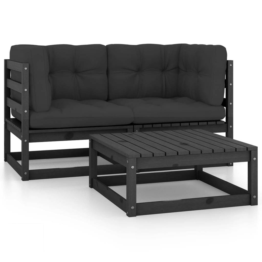 Helloshop26 - Salon de jardin meuble d'extérieur ensemble de mobilier 3 pièces avec coussins bois de pin massif - Imagen 1