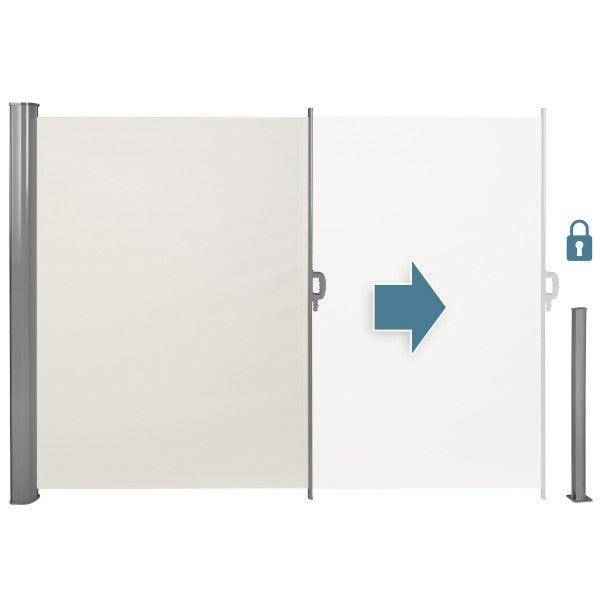 Helloshop26 - Auvent store latéral brise-vue abri soleil aluminium rétractable 180 x 300 cm beige - Imagen 3