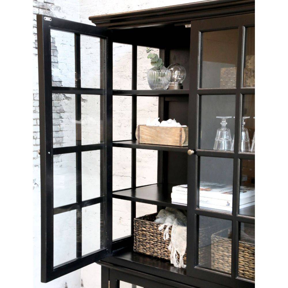 Chemin De Campagne - Meuble armoire vitrine en bois noir et verre 220 x 55 x 195 cm Chemin de campagne - Imagen 3