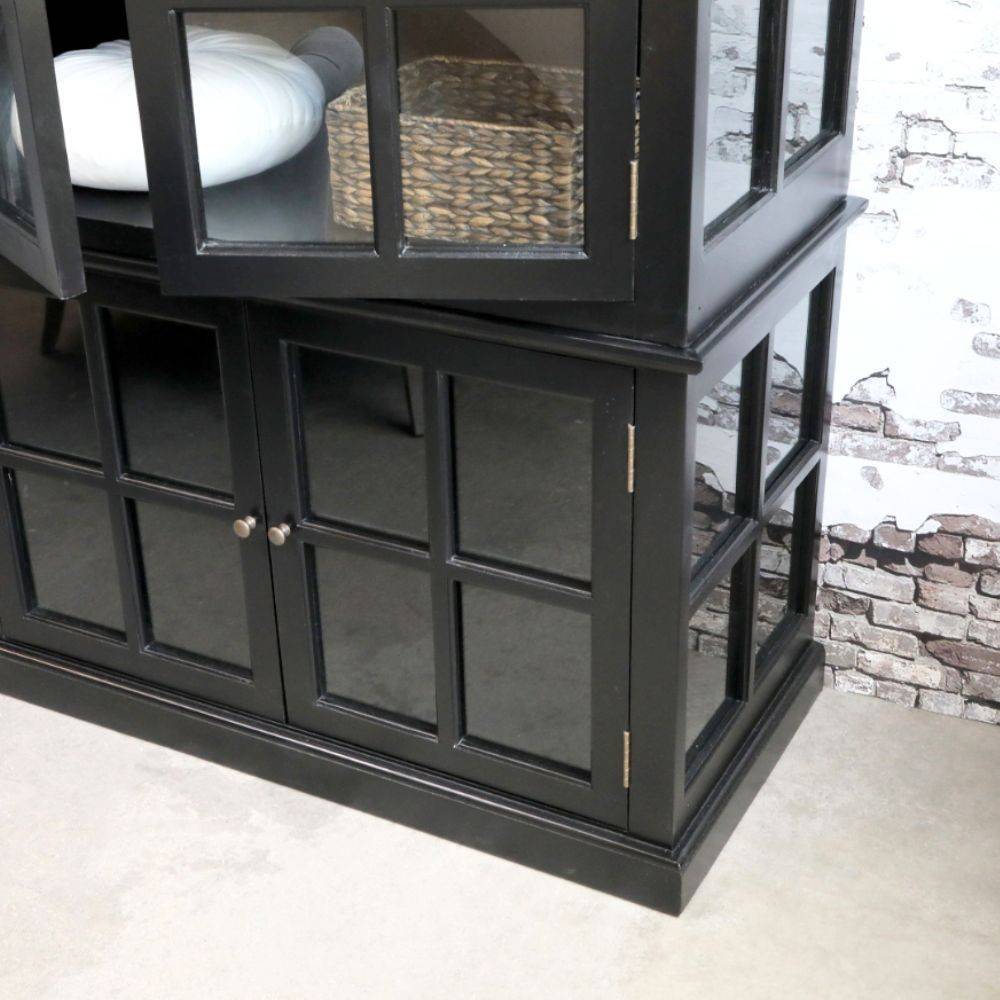 Chemin De Campagne - Meuble armoire vitrine en bois noir et verre 220 x 55 x 195 cm Chemin de campagne - Imagen 5