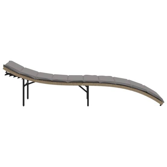 2 pcs Chaises longue | Transat | Bain de soleils avec coussins beige résine tressée - Image 5