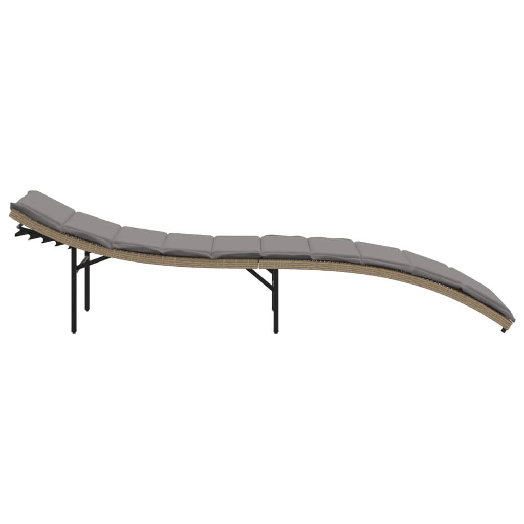 2 pcs Chaises longue | Transat | Bain de soleils avec coussins beige résine tressée - Image 5
