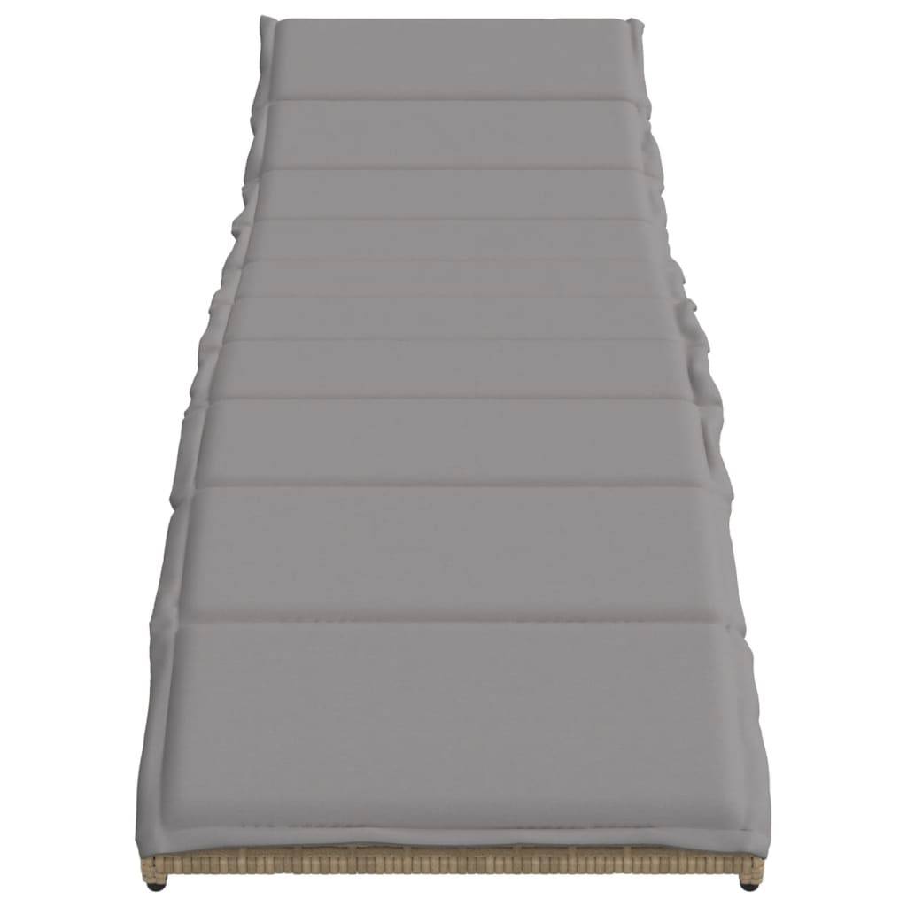 2 pcs Chaises longue | Transat | Bain de soleils avec coussins beige résine tressée - Image 4