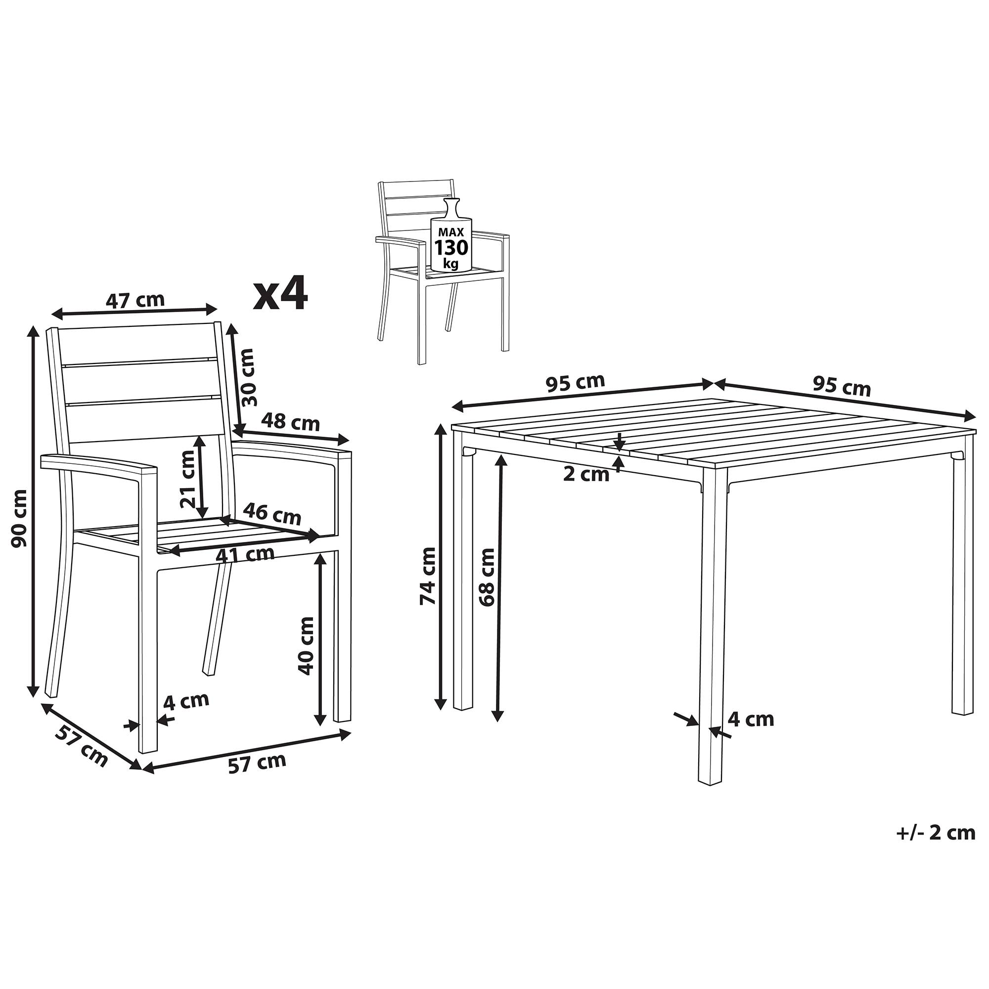 Beliani - Set de salle à manger, 4 Personnes Bois synthétique Gris PRATO - Beliani - Imagen 3