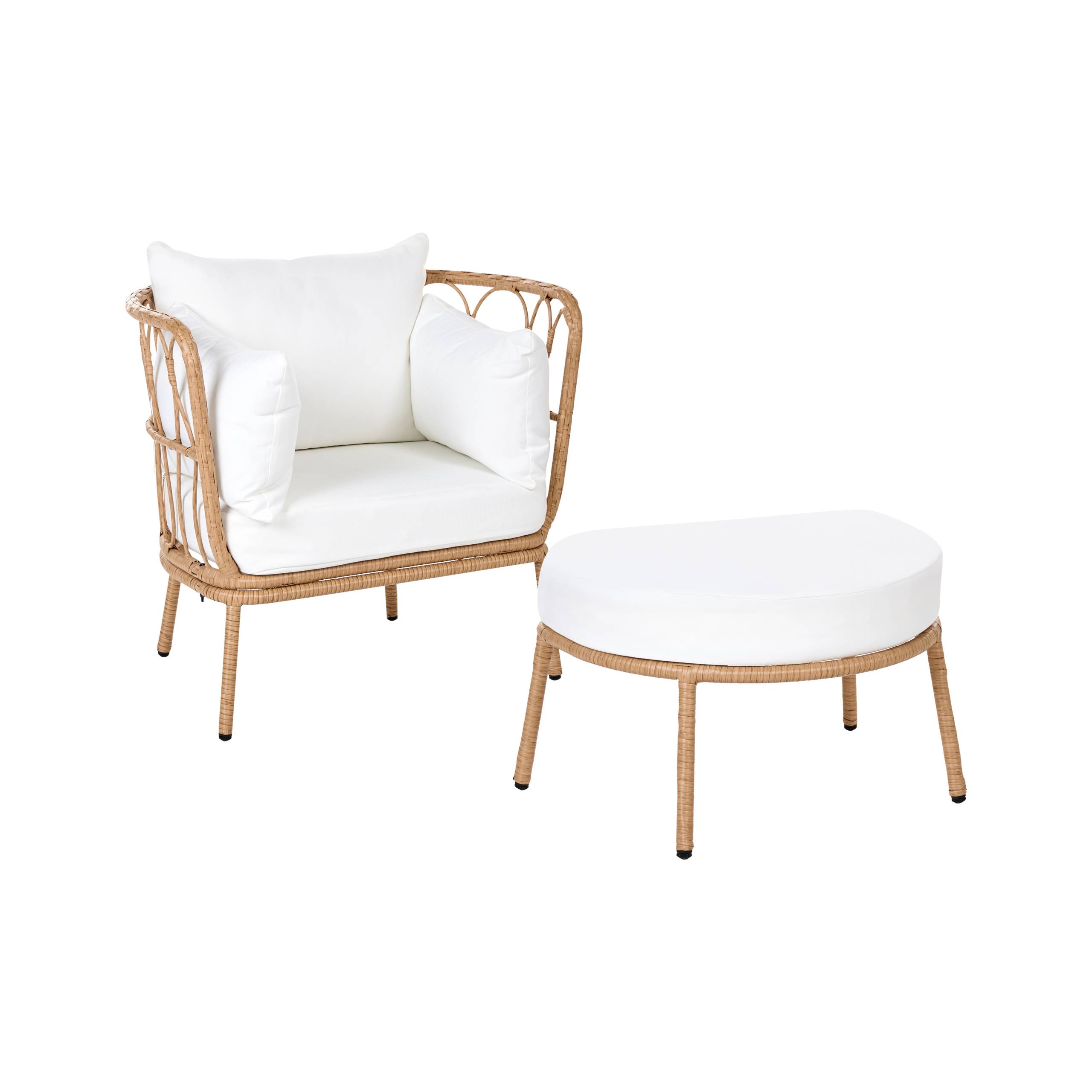 Beliani - Fauteuil Polyrotin Marron clair FONNI - Beliani - Image 1