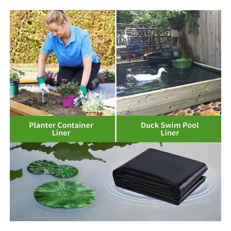 Bâche pour bassin à poissons, bâche pour piscine, bâche préfabriquée, adaptée aux étangs, au jardinage, 1 m x 1 m x 0,2 mm, noire-Lytech - Image 7