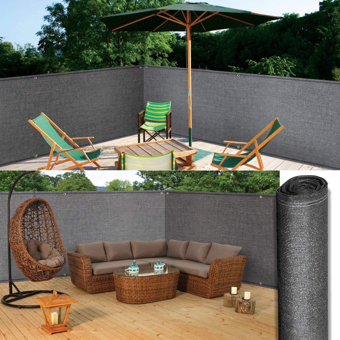 Brise vue renforcé 1,5 x 10 M gris 220 gr/m² luxe PRO - Image 7