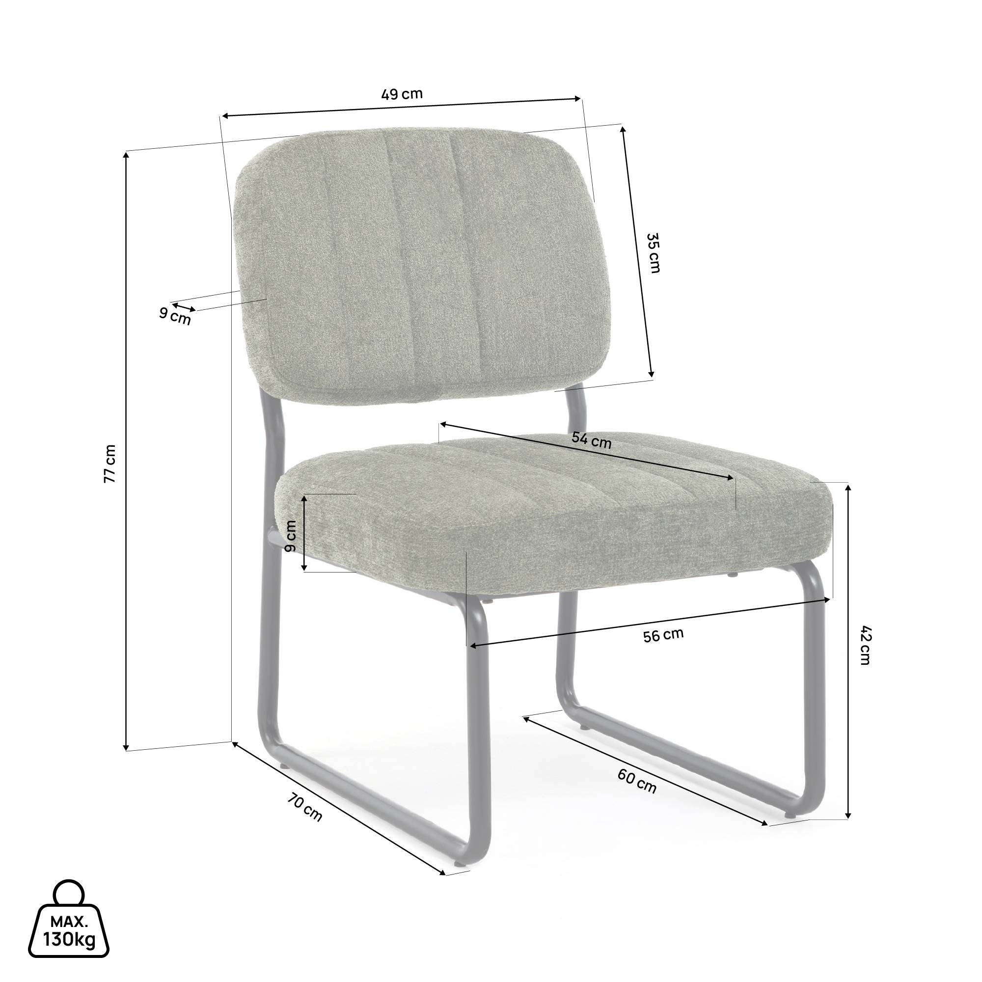 Sicaan Fauteuil kaki rembourré pieds métal noir et tissu chenille - PAOLA - Image 6
